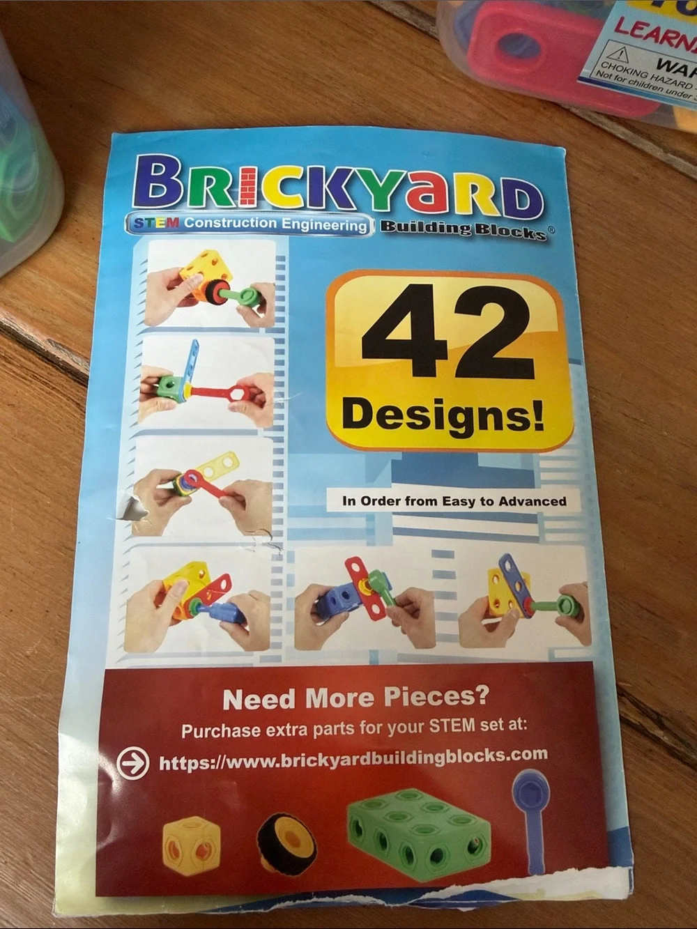 Set of 2 STEM Building Blocks Kids Toy Brickyard Construction Engineering Wheel